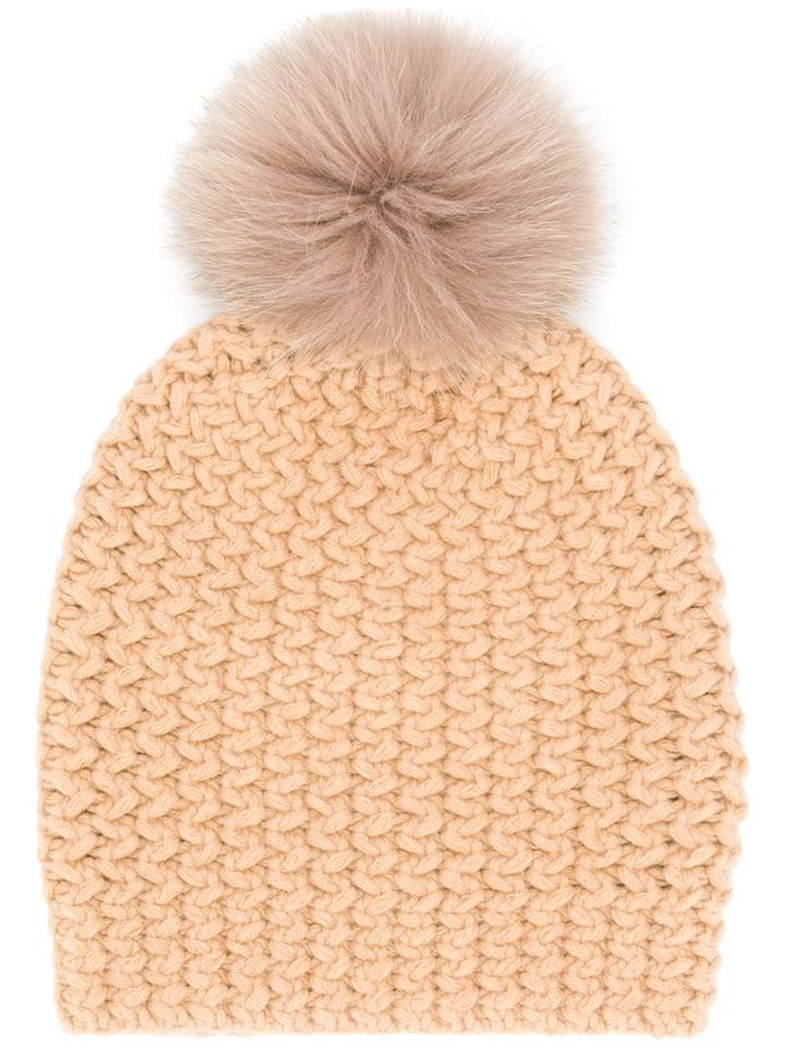 Danielapi Pom-pom Knitted Hat - Neutrals