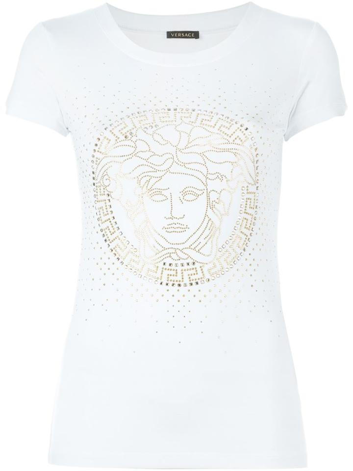 Versace Medusa Slim Fit T-shirt, Women's, Size: 38, White, Viscose/spandex/elastane