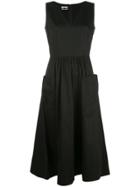 Co Sleeveless Long Ruched Dress - Black