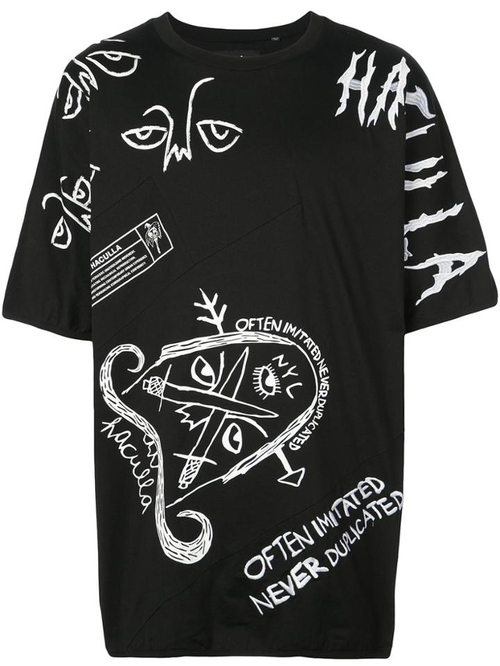 Haculla Keep Back Drawing Print T-shirt - Black