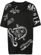 Haculla Keep Back Drawing Print T-shirt - Black