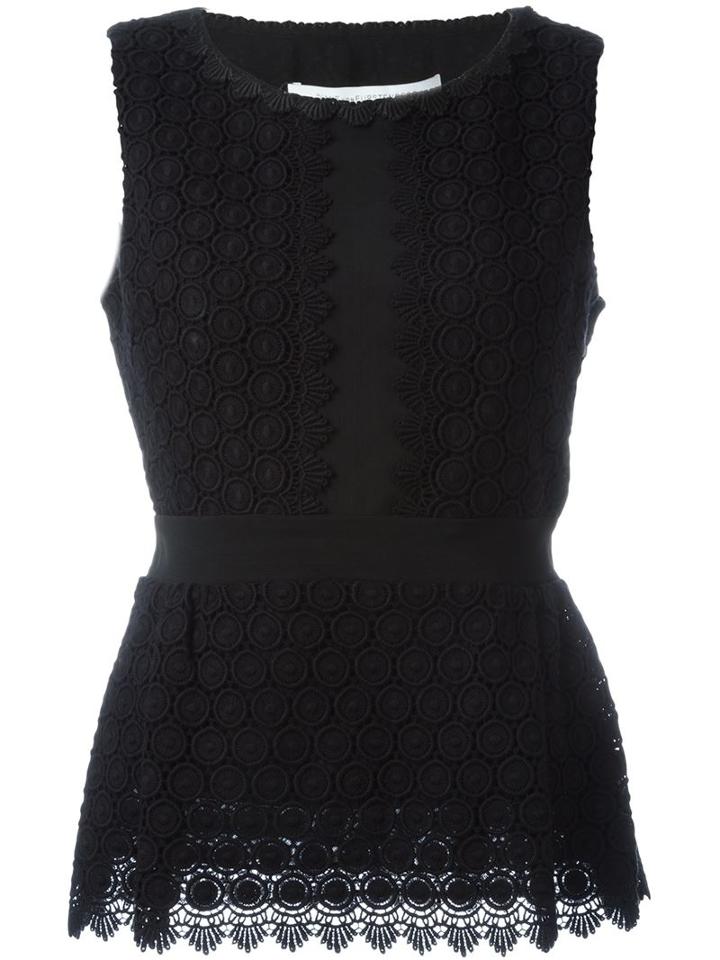 Diane Von Furstenberg 'tavita' Crochet Top, Women's, Size: 2, Black, Cotton/nylon/spandex/elastane/polyester
