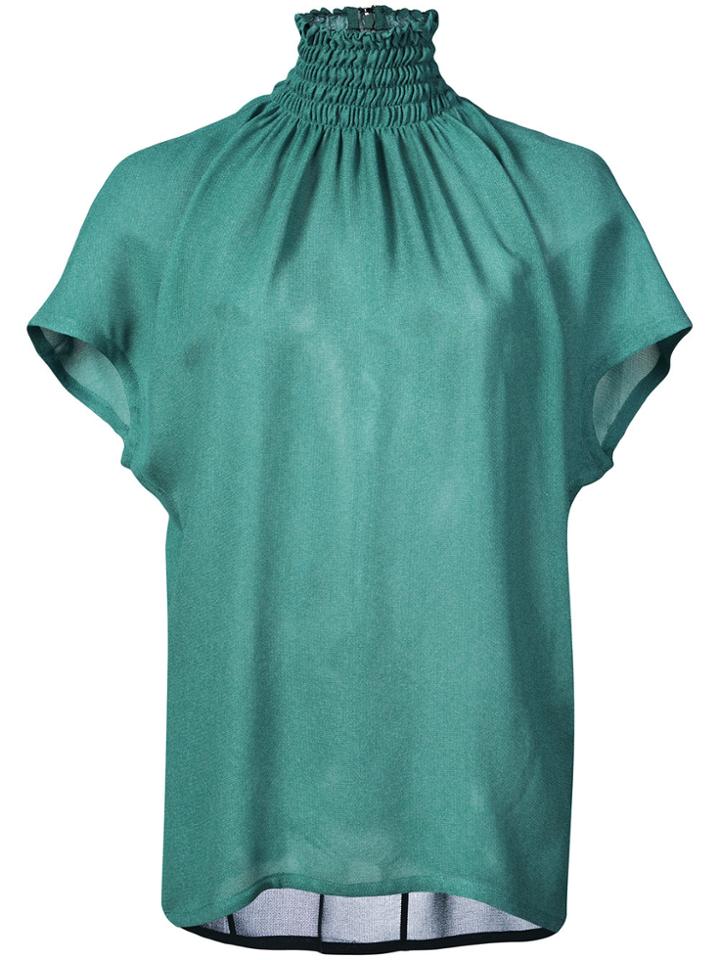 Veronique Leroy Smoked Turtleneck Blouse - Green