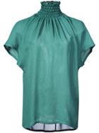 Veronique Leroy Smoked Turtleneck Blouse - Green