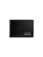 Gucci Leather Mini Wallet With Gucci Logo - Black