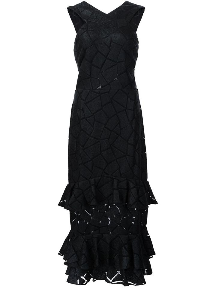 Christian Siriano Geometric Ruffled Hem Dress