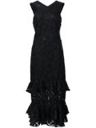 Christian Siriano Geometric Ruffled Hem Dress