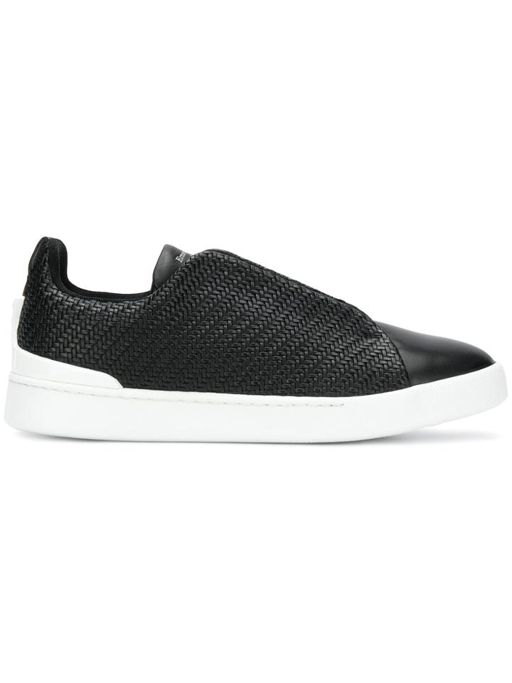 Ermenegildo Zegna Woven Slip-on Sneakers - Black