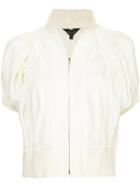 Comme Des Garçons Vintage Ruched Short Sleeve Bomber Jacket - White