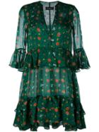 Rossella Jardini - Printed Ruffle Trim Dress - Women - Silk/polyester - 40, Green, Silk/polyester