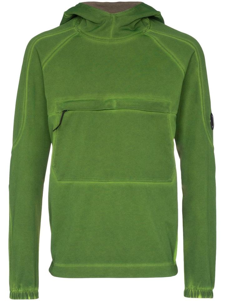 Cp Company Hooded Logo Button Sweatshirt - Green