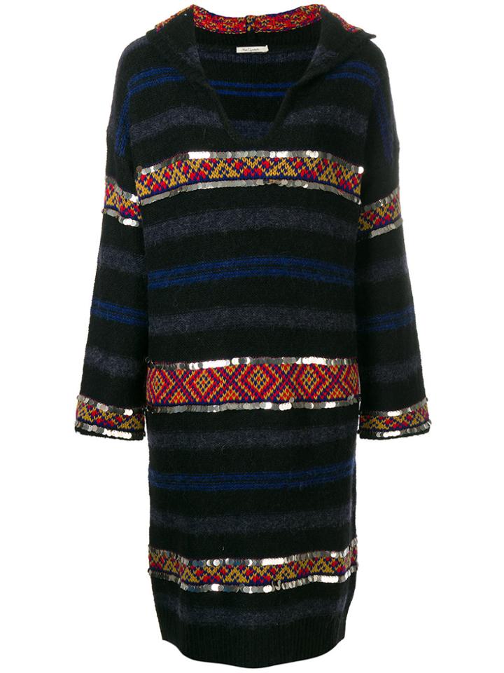 Mes Demoiselles Embellished Stripe Jumper Dress - Black