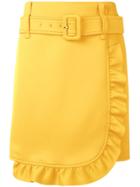 Prada Belted Frill Trim Wrap Skirt - Yellow