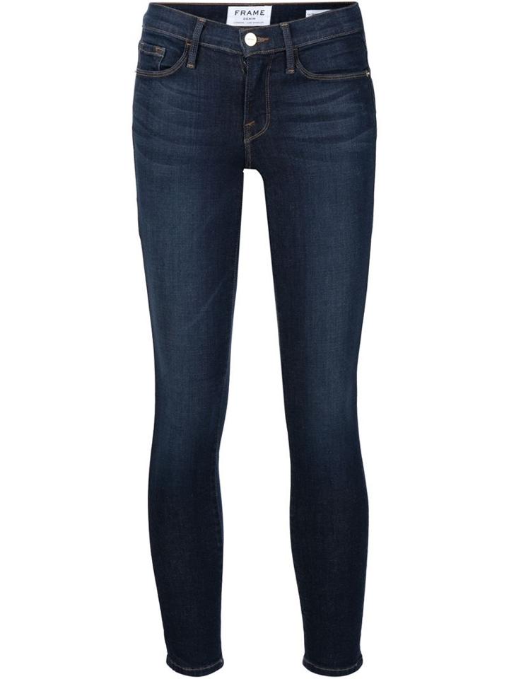 Frame Denim Skinny Cropped Jeans, Women's, Size: 27, Blue, Cotton/polyester/spandex/elastane