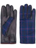Paul Smith Plaid Print Gloves - Blue