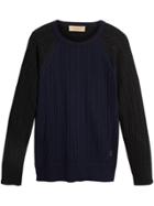 Burberry Cashmere Two-tone Cable Knit Sweater - Blue