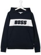 Boss Kids Logo Print Hoodie - Blue