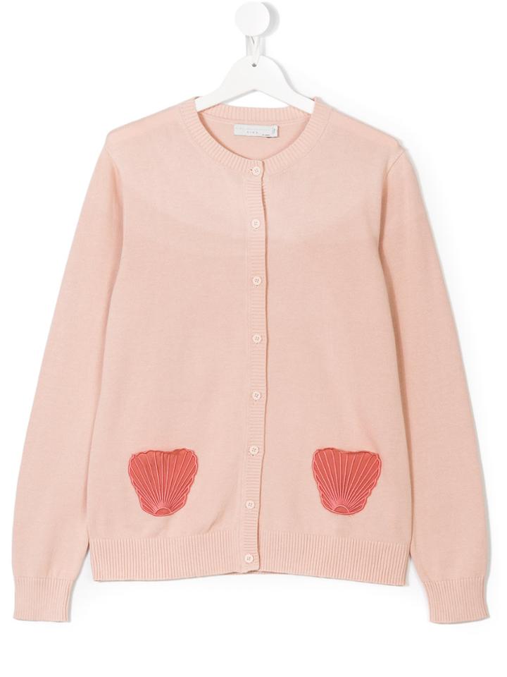 Stella Mccartney Kids Teen Shell Embroidered Knit Cardigan - Pink &