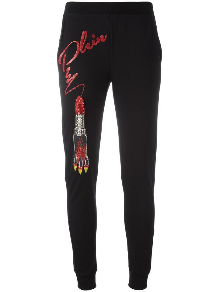 Philipp Plein Ginger Track Pants, Women's, Size: Xs, Black, Cotton/spandex/elastane/glass/brass