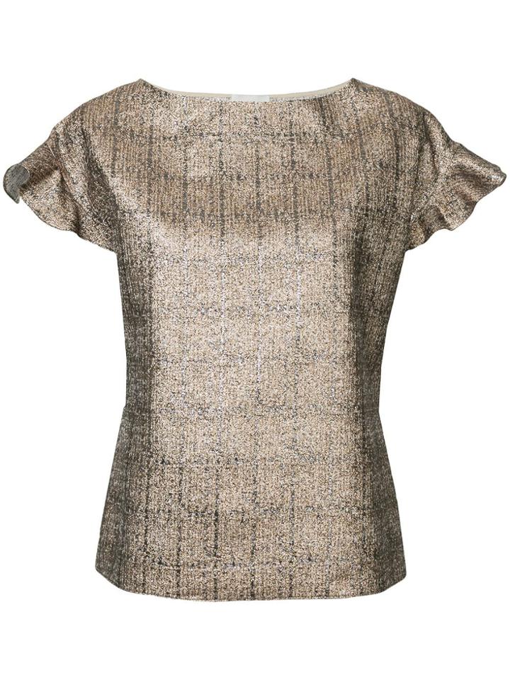 Ingie Paris Broche Short Sleeve Top - Metallic