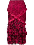 Romance Was Born 'crimson Magnolia' Skirt, Women's, Size: 10, Red, Silk/cotton/nylon