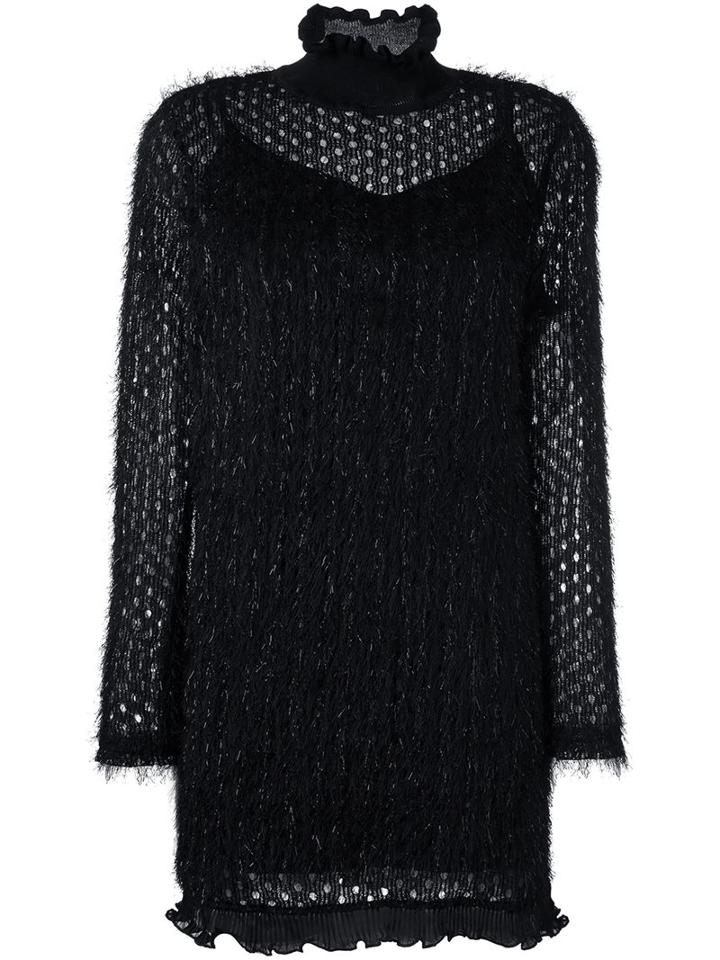 Carven Lace Overlay Dress, Women's, Size: 40, Black, Acrylic/polyester/wool