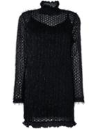 Carven Lace Overlay Dress, Women's, Size: 40, Black, Acrylic/polyester/wool