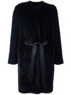 Liska Belted Fur Coat - Blue
