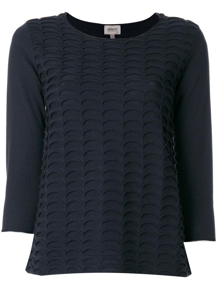 Armani Collezioni - Wave Effect Jumper - Women - Polyamide/polyester/wool - 42, Blue, Polyamide/polyester/wool
