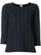 Armani Collezioni - Wave Effect Jumper - Women - Polyamide/polyester/wool - 42, Blue, Polyamide/polyester/wool