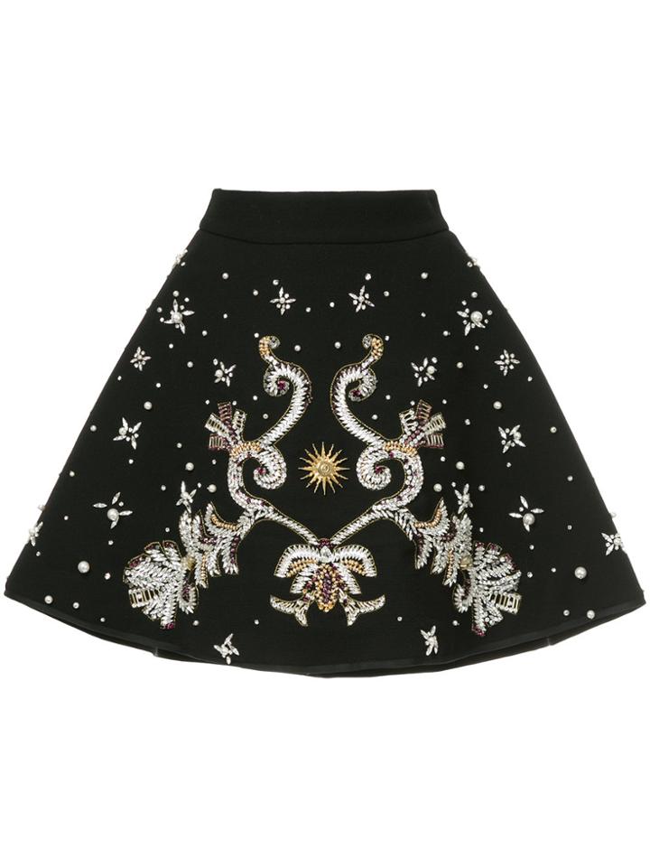 Fausto Puglisi Bonded A-line Embellished Skirt - Black