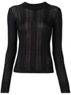 Barrie Lace Panel Fitted Sweater - Black