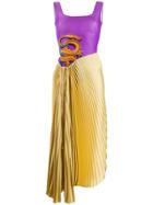 Marine Serre Asymmetric Pleated Dress - Purple