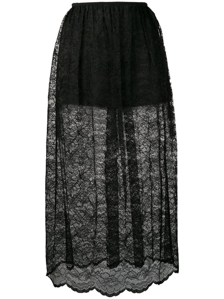 Paco Rabanne Lace Midi Skirt - Black