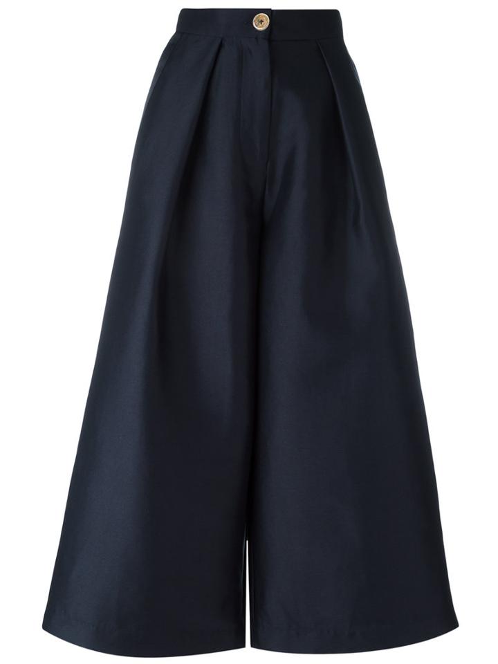 Solace Grosgrain-trim Culottes, Women's, Size: 10, Blue, Polyester