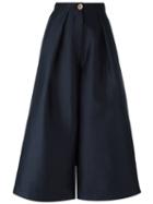 Solace Grosgrain-trim Culottes, Women's, Size: 10, Blue, Polyester