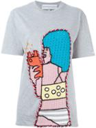 Michaela Buerger Crochet Patch T-shirt, Women's, Size: Large, Grey, Cotton
