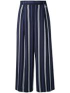 Loveless Striped Cropped Trousers - Blue