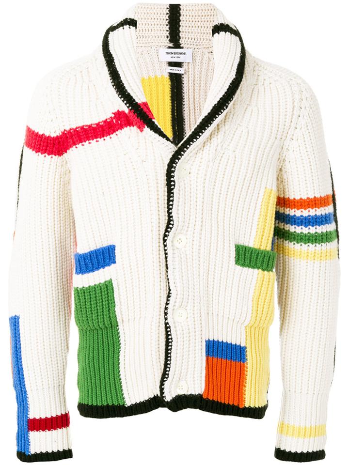 Thom Browne Colour Block Cardigan - White