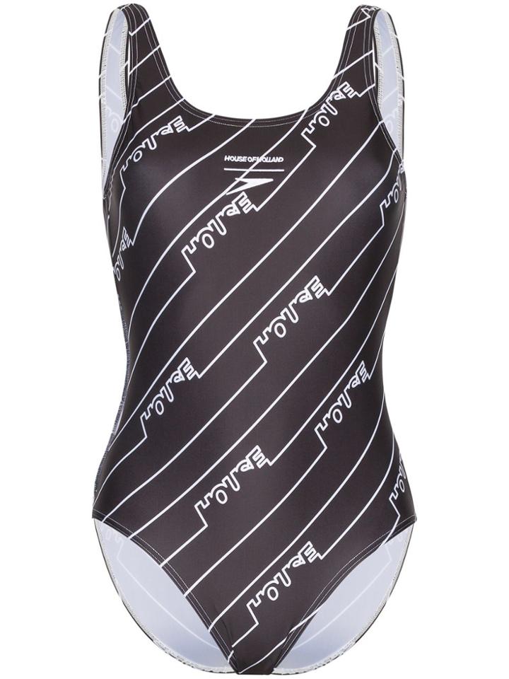 House Of Holland Logo Print Swimsuit - Black