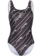 House Of Holland Logo Print Swimsuit - Black