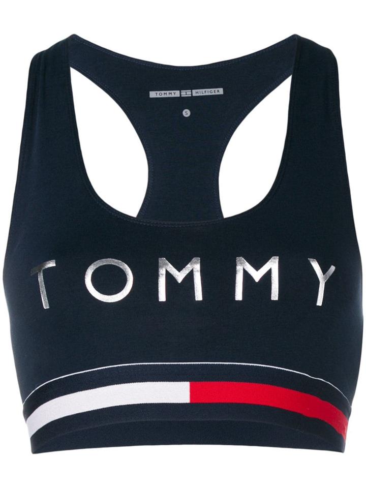 Tommy Hilfiger Logo Cropped Top - Blue
