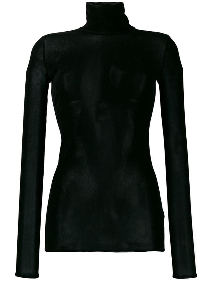 Alexandre Vauthier Sheer Slim-fit Top - Black