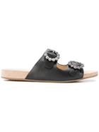 Michael Michael Kors Flower Buckle Slides - Black