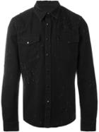 Givenchy Distressed Western Shirt, Men's, Size: Medium, Black, Cotton/zamak