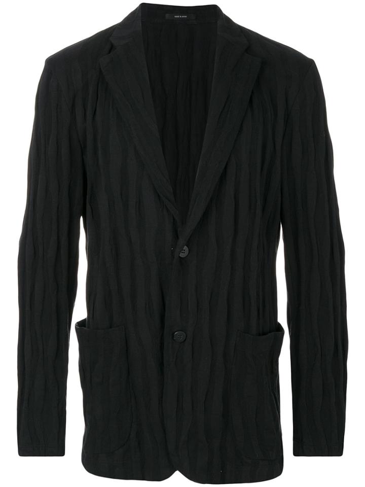 Issey Miyake Men Ruched Effect Blazer - Black