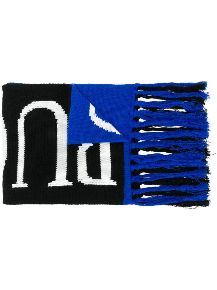 Emilio Pucci Branded Fringed Scarf - Blue