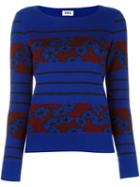 Sonia By Sonia Rykiel Flower Intarsia Jumper, Women's, Size: Small, Blue, Acrylic/wool
