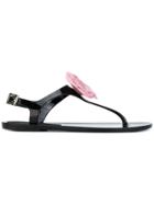 Armani Jeans Flower Embellished Sandals - Black
