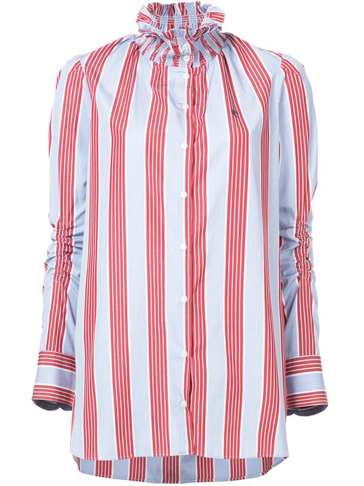 Carven Striped High Neck Blouse - Blue